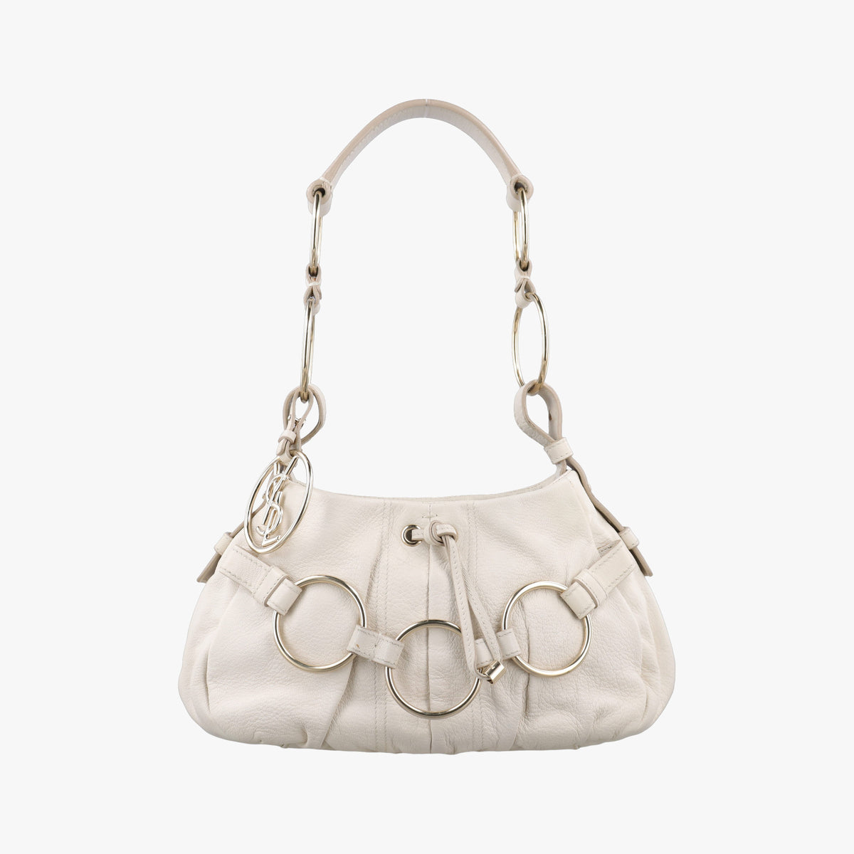 Pre-owned Yves Saint Laurent Saharienne White Leather 139268 shoulderbag | stylenewstar