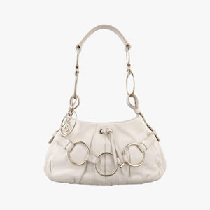 Pre-owned Yves Saint Laurent Saharienne White Leather 139268 shoulderbag | stylenewstar