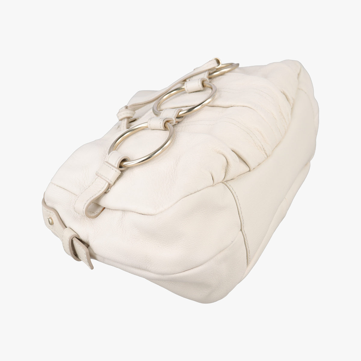 Pre-owned Yves Saint Laurent Saharienne White Leather 139268 shoulderbag | stylenewstar