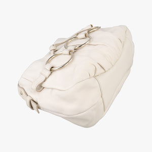 Pre-owned Yves Saint Laurent Saharienne White Leather 139268 shoulderbag | stylenewstar