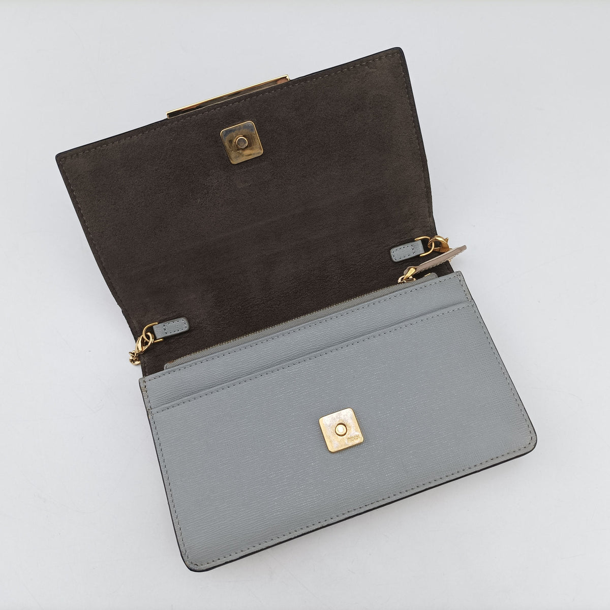 Pre-owned Fendi Monster Eyes Tube PinkｘGray Leather 8M0346 shoulderbag | stylenewstar