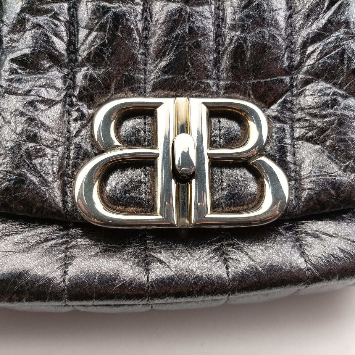 Pre-owned Balenciaga Monaco Small STEEL GREY Calf 787896 shoulderbag | stylenewstar