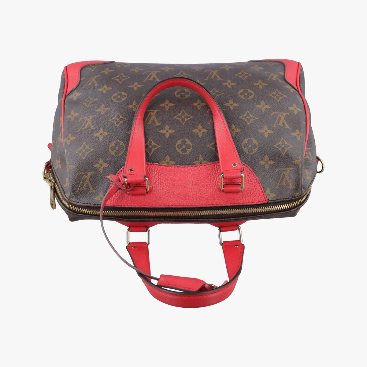 Pre-owned Louis Vuitton RETIRO PM brown×CERISE Monogram Canvas×calf leather M40546 shoulderbag | stylenewstar
