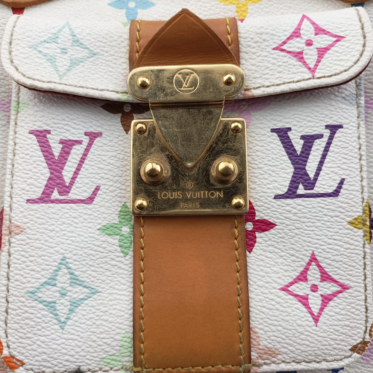 Pre-owned Louis Vuitton Speedy 30 white Monogram Multicolor M92643 handbag | stylenewstar