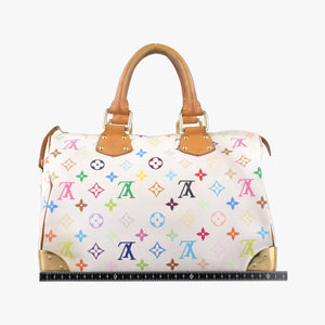 Pre-owned Louis Vuitton Speedy 30 white Monogram Multicolor M92643 handbag | stylenewstar