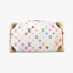 Pre-owned Louis Vuitton Speedy 30 white Monogram Multicolor M92643 handbag | stylenewstar
