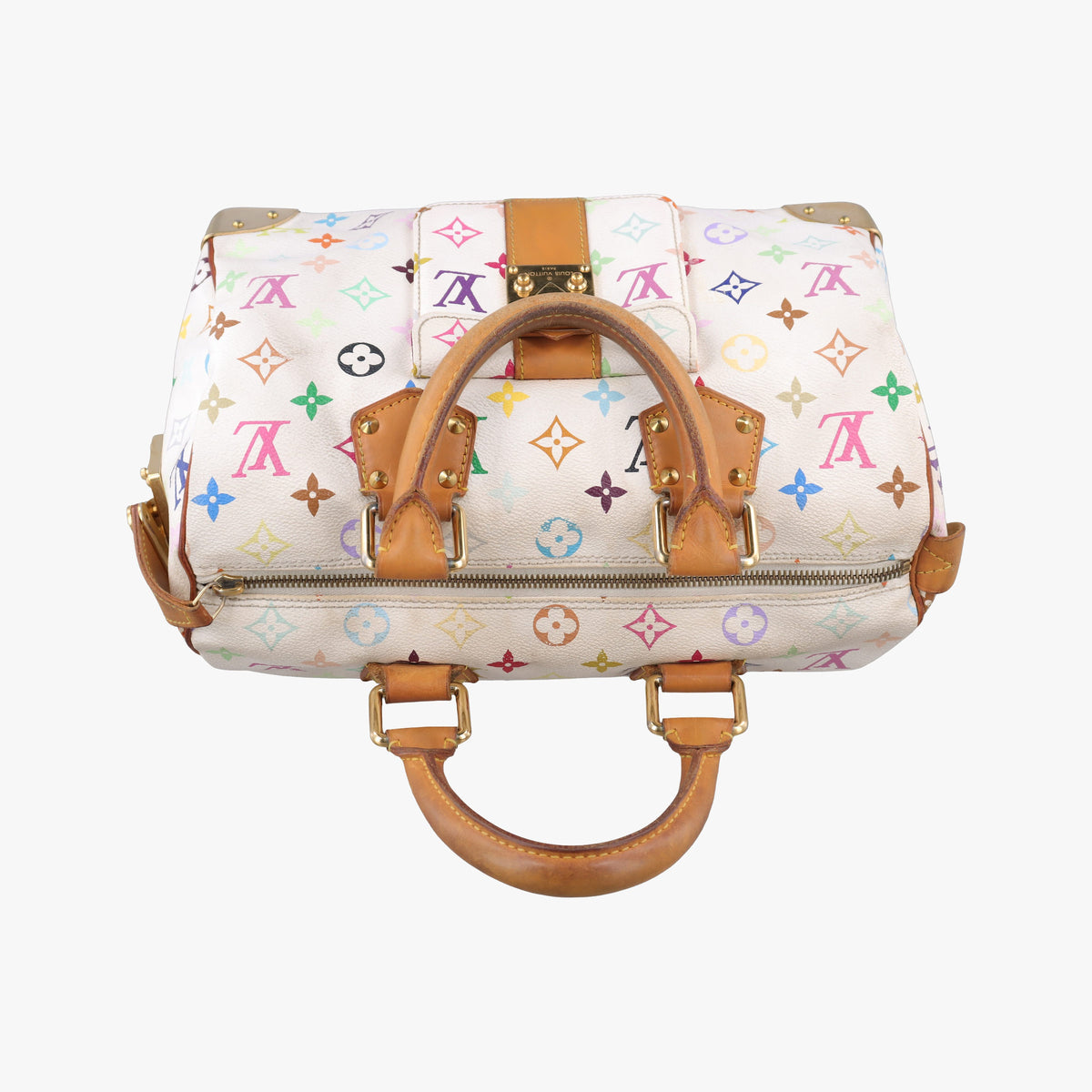 Pre-owned Louis Vuitton Speedy 30 white Monogram Multicolor M92643 handbag | stylenewstar