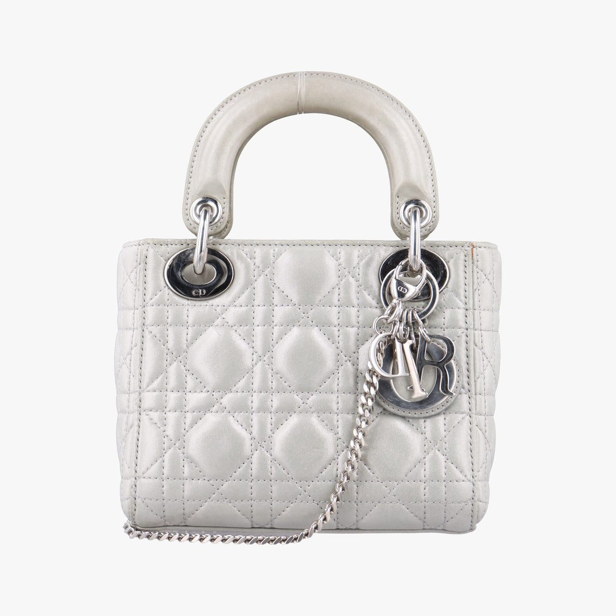 Vintage Christian Dior Lady Dior Silver Leather  handbag | stylenewstar