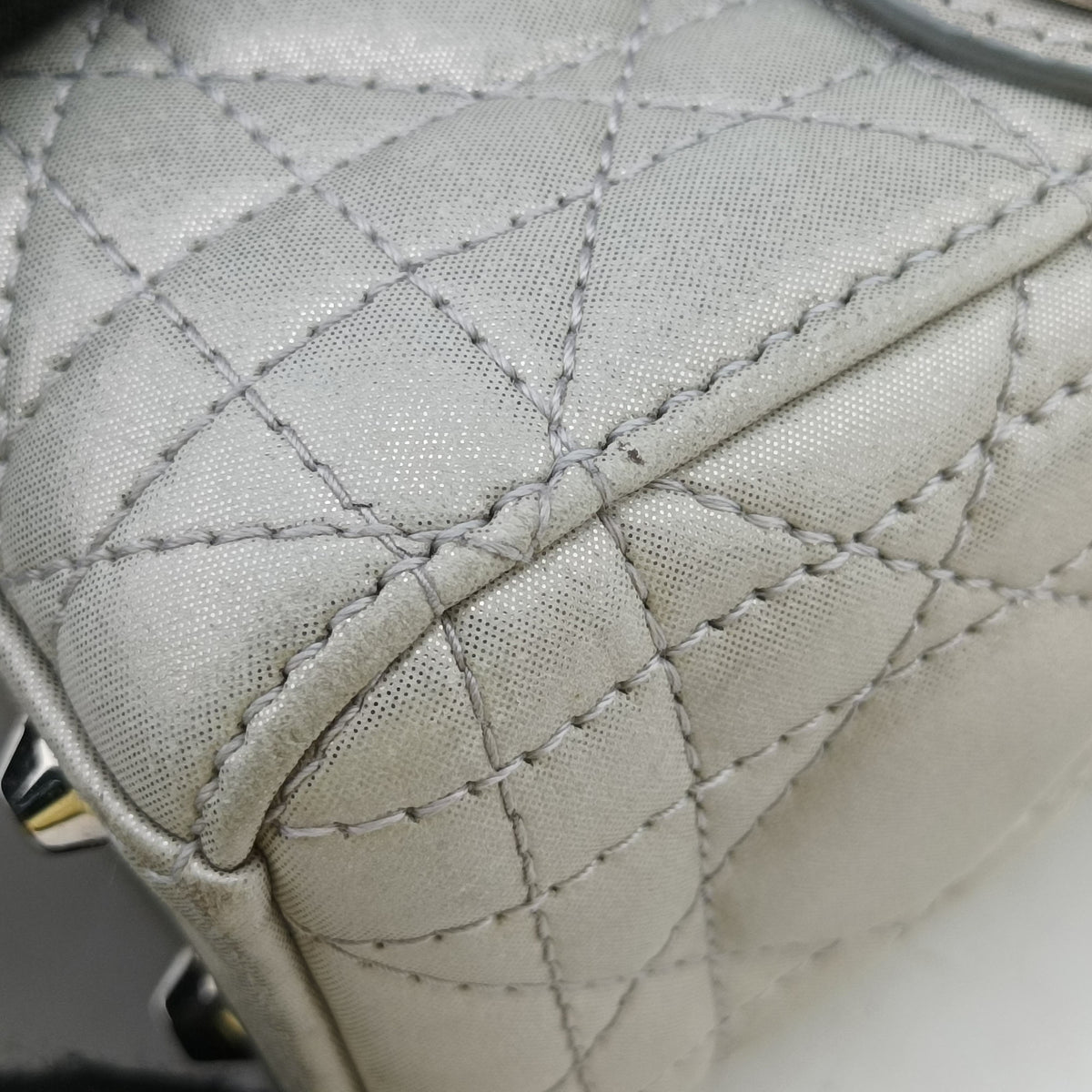 Vintage Christian Dior Lady Dior Silver Leather  handbag | stylenewstar