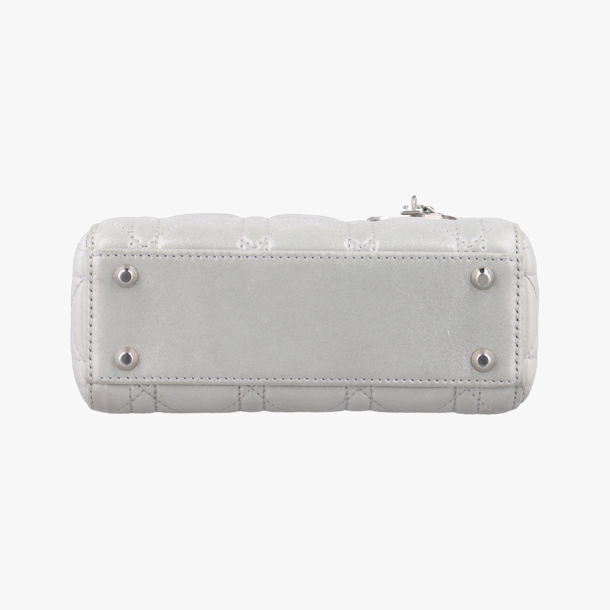Vintage Christian Dior Lady Dior Silver Leather  handbag | stylenewstar