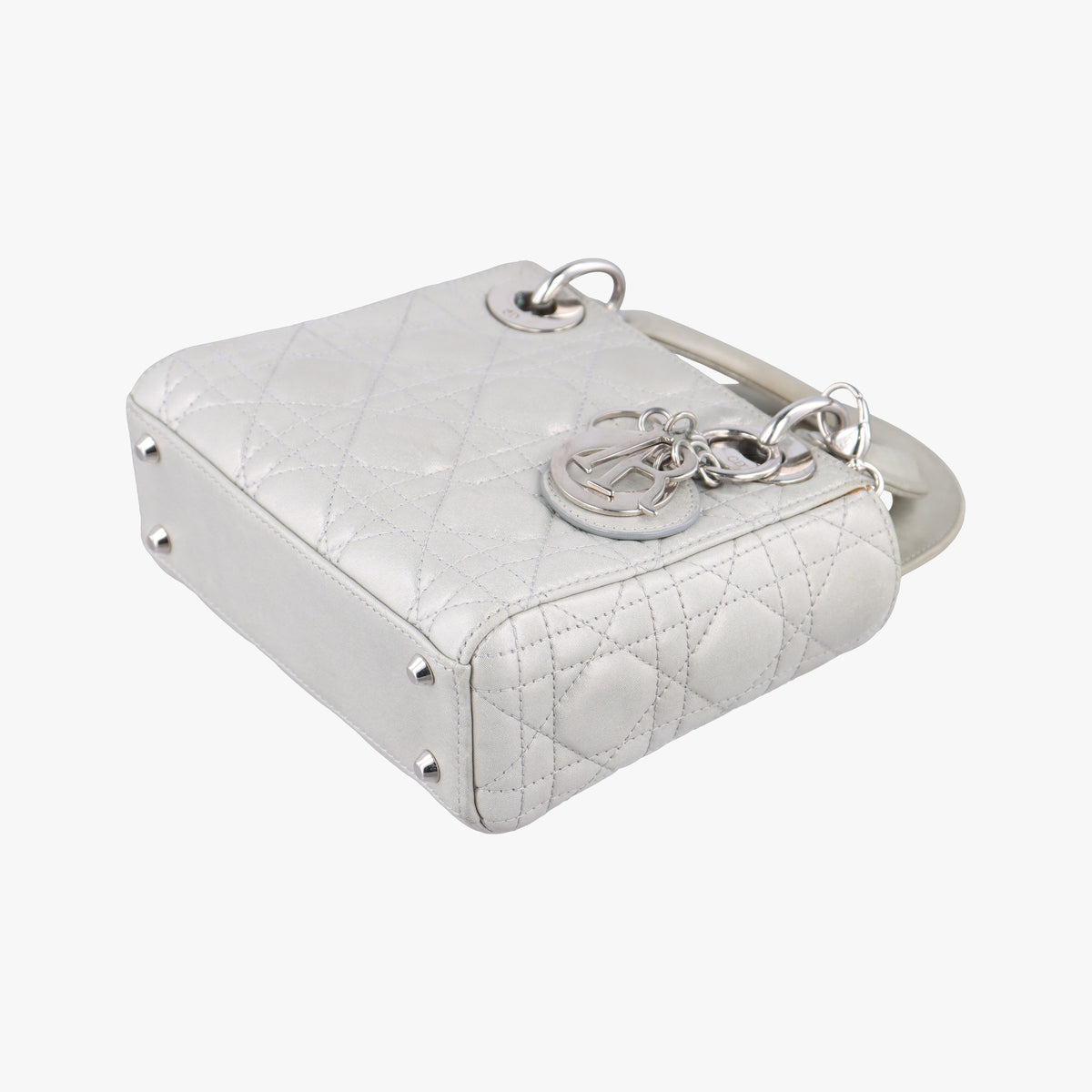 Vintage Christian Dior Lady Dior Silver Leather  handbag | stylenewstar