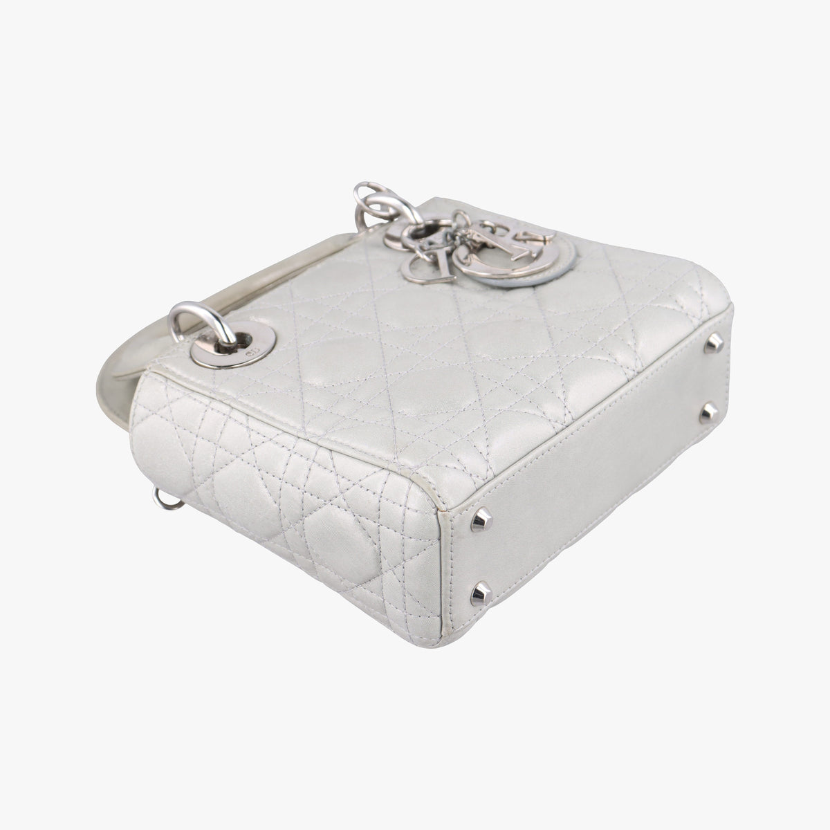 Vintage Christian Dior Lady Dior Silver Leather  handbag | stylenewstar