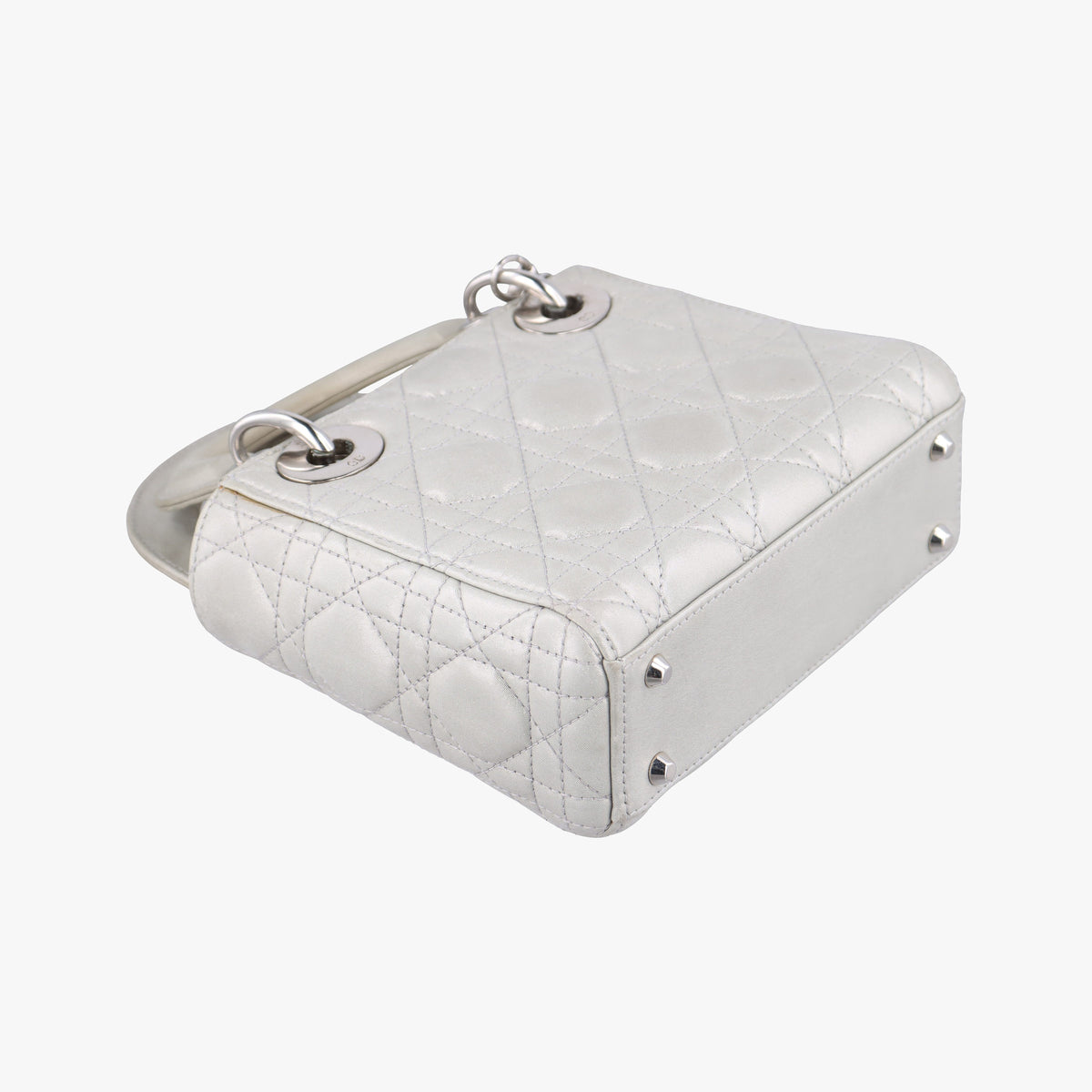 Vintage Christian Dior Lady Dior Silver Leather  handbag | stylenewstar