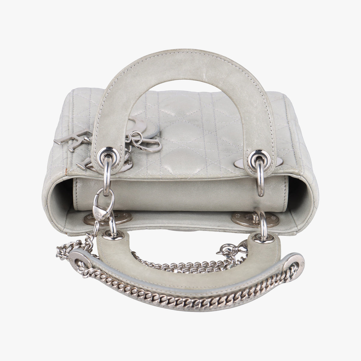 Vintage Christian Dior Lady Dior Silver Leather  handbag | stylenewstar