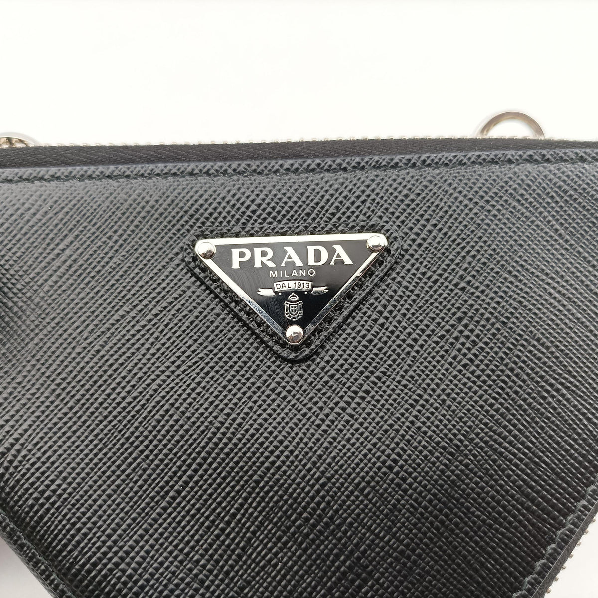 Secondhand Prada Triangle Logo Mini Black SAFFIANO Leather 1NR015 shoulderbag | stylenewstar