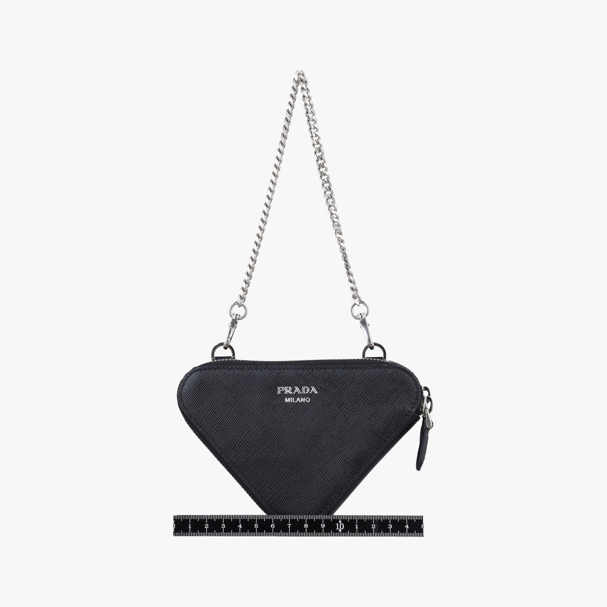 Secondhand Prada Triangle Logo Mini Black SAFFIANO Leather 1NR015 shoulderbag | stylenewstar