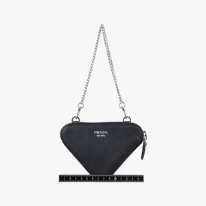 Secondhand Prada Triangle Logo Mini Black SAFFIANO Leather 1NR015 shoulderbag | stylenewstar