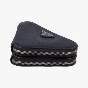 Secondhand Prada Triangle Logo Mini Black SAFFIANO Leather 1NR015 shoulderbag | stylenewstar