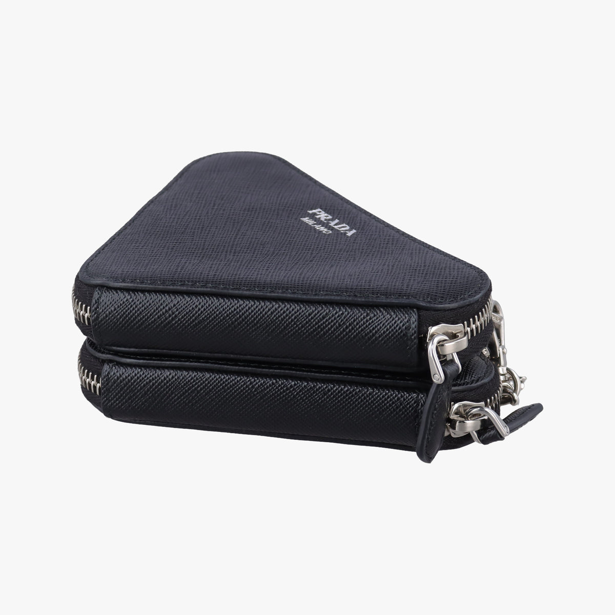 Secondhand Prada Triangle Logo Mini Black SAFFIANO Leather 1NR015 shoulderbag | stylenewstar