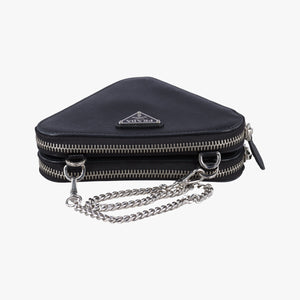 Secondhand Prada Triangle Logo Mini Black SAFFIANO Leather 1NR015 shoulderbag | stylenewstar