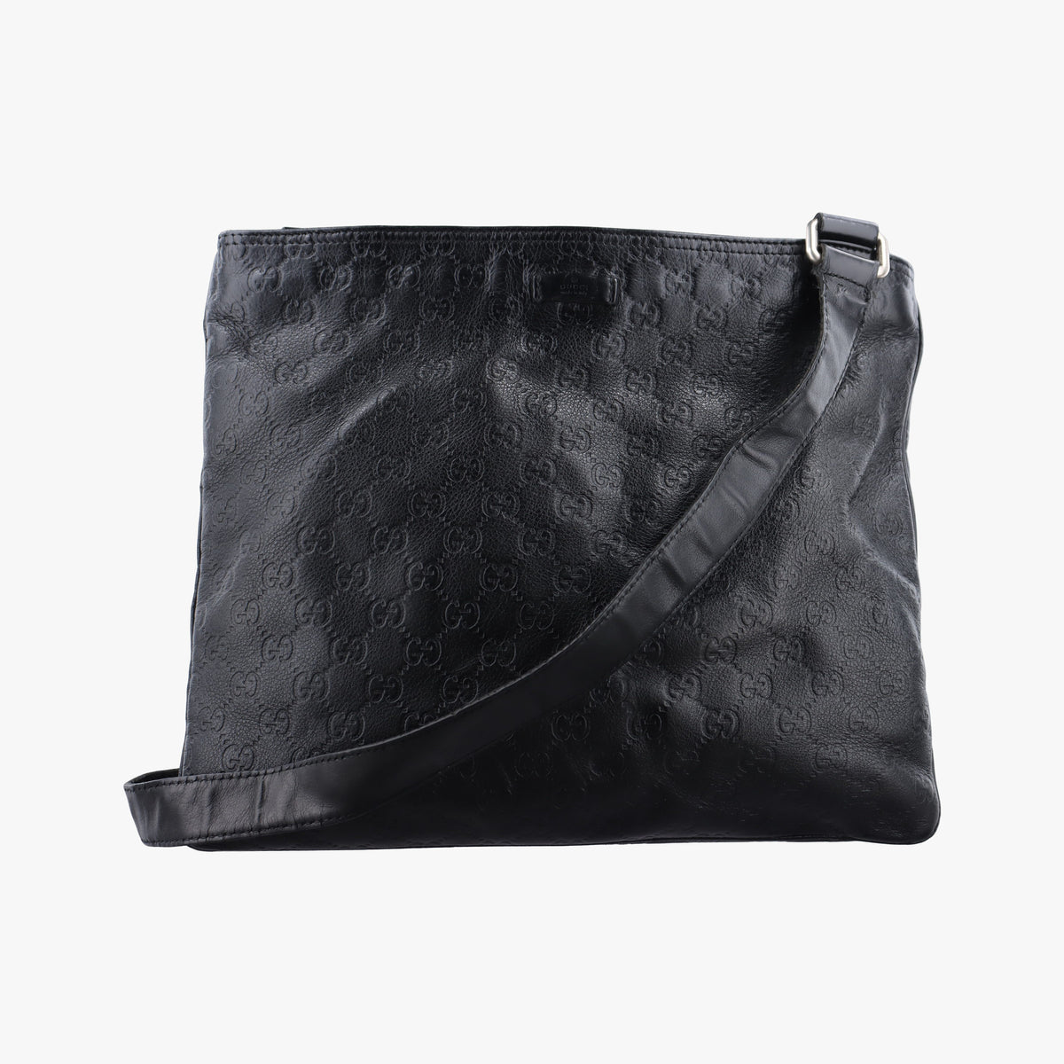 Pre-owned Gucci Guccissima messenger Black Leather 201446 shoulderbag | stylenewstar