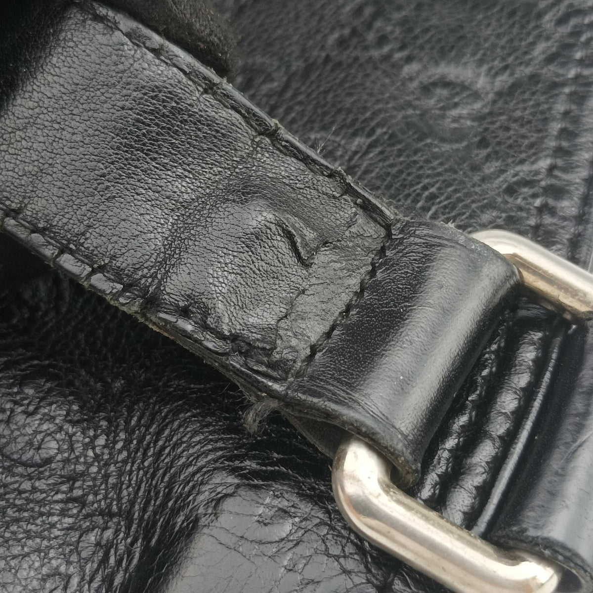 Pre-owned Gucci Guccissima messenger Black Leather 201446 shoulderbag | stylenewstar