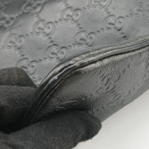 Pre-owned Gucci Guccissima messenger Black Leather 201446 shoulderbag | stylenewstar