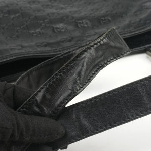Pre-owned Gucci Guccissima messenger Black Leather 201446 shoulderbag | stylenewstar