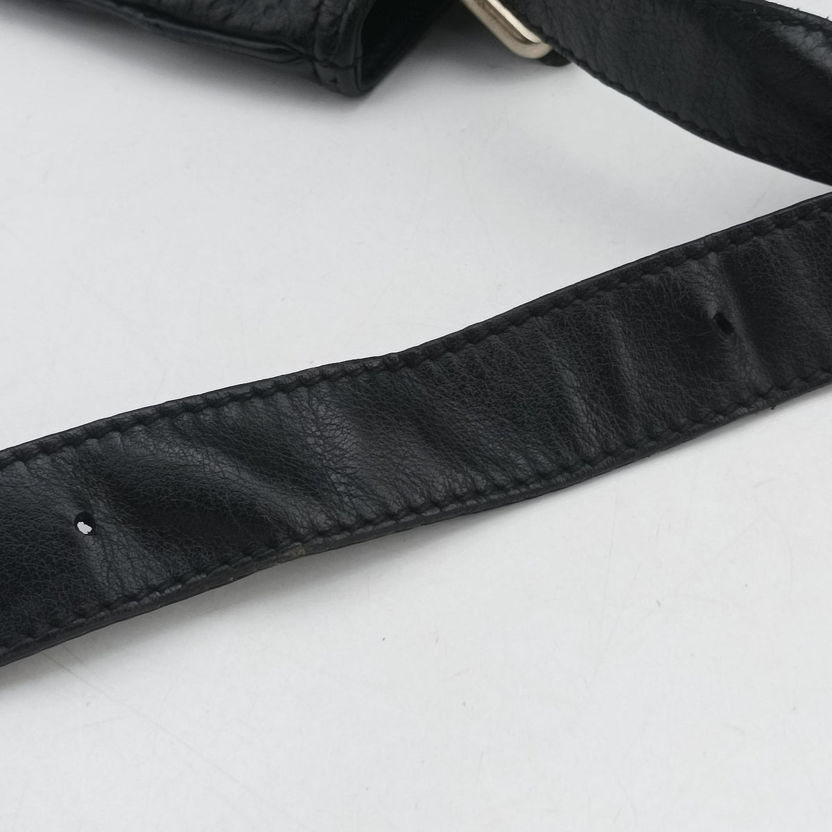 Pre-owned Gucci Guccissima messenger Black Leather 201446 shoulderbag | stylenewstar