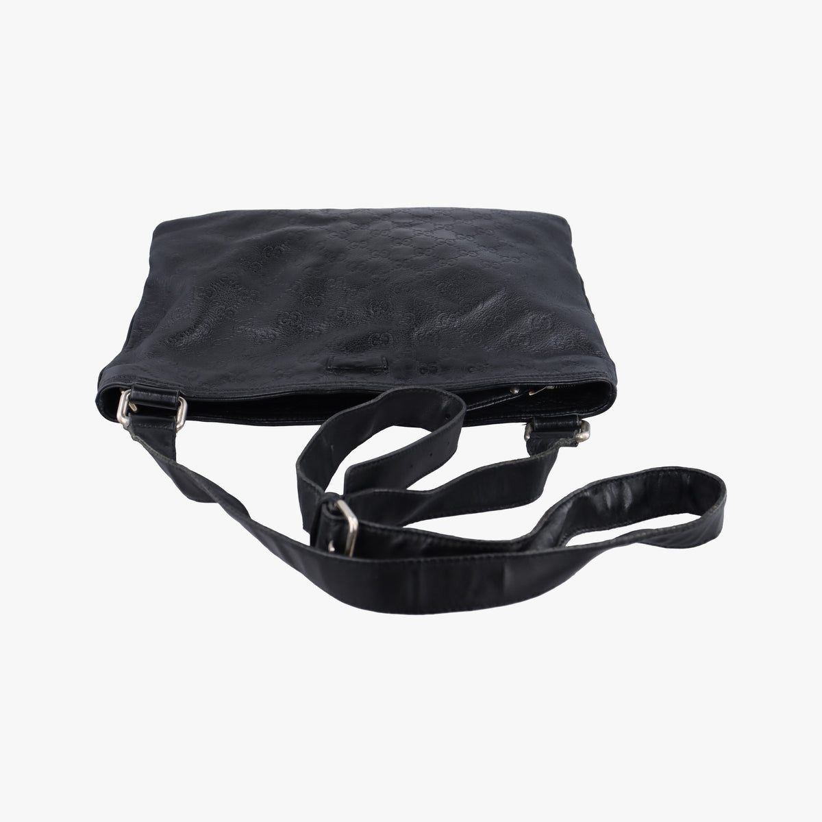 Pre-owned Gucci Guccissima messenger Black Leather 201446 shoulderbag | stylenewstar