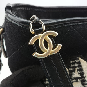 Vintage Chanel GABRIELLE  print Black Suede ×Leather  shoulderbag | stylenewstar
