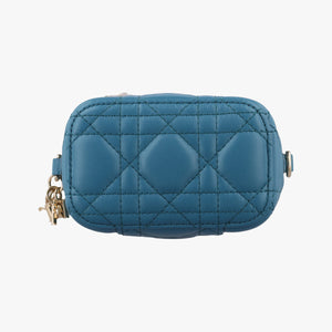 Secondhand Christian Dior Lady Dior micro vanity Blue lambskin  shoulderbag | stylenewstar