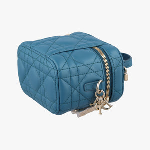 Secondhand Christian Dior Lady Dior micro vanity Blue lambskin  shoulderbag | stylenewstar