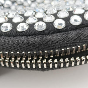 Pre-owned Prada crystal-embellished round Black Rhinestone 1NR003 shoulderbag | stylenewstar
