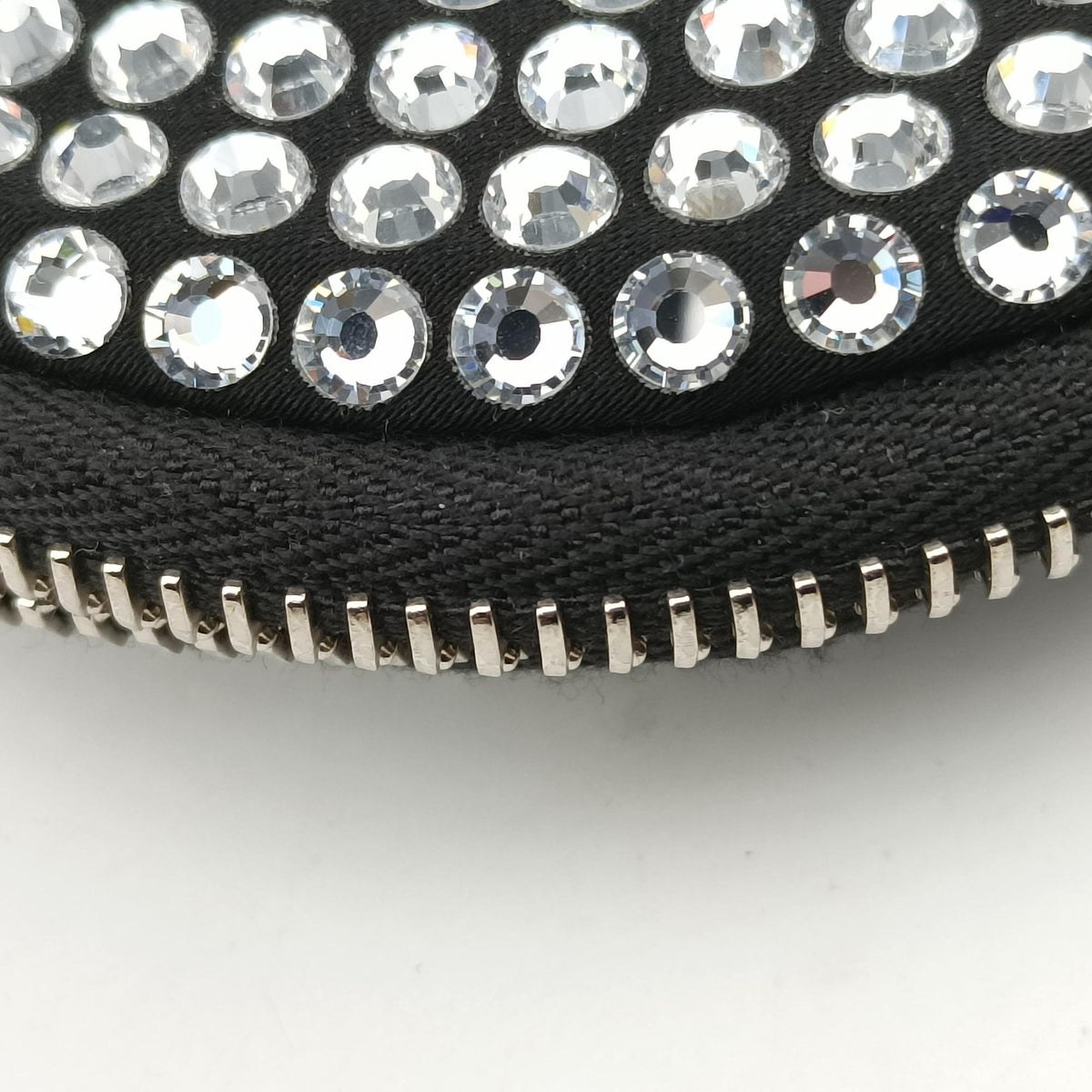 Pre-owned Prada crystal-embellished round Black Rhinestone 1NR003 shoulderbag | stylenewstar