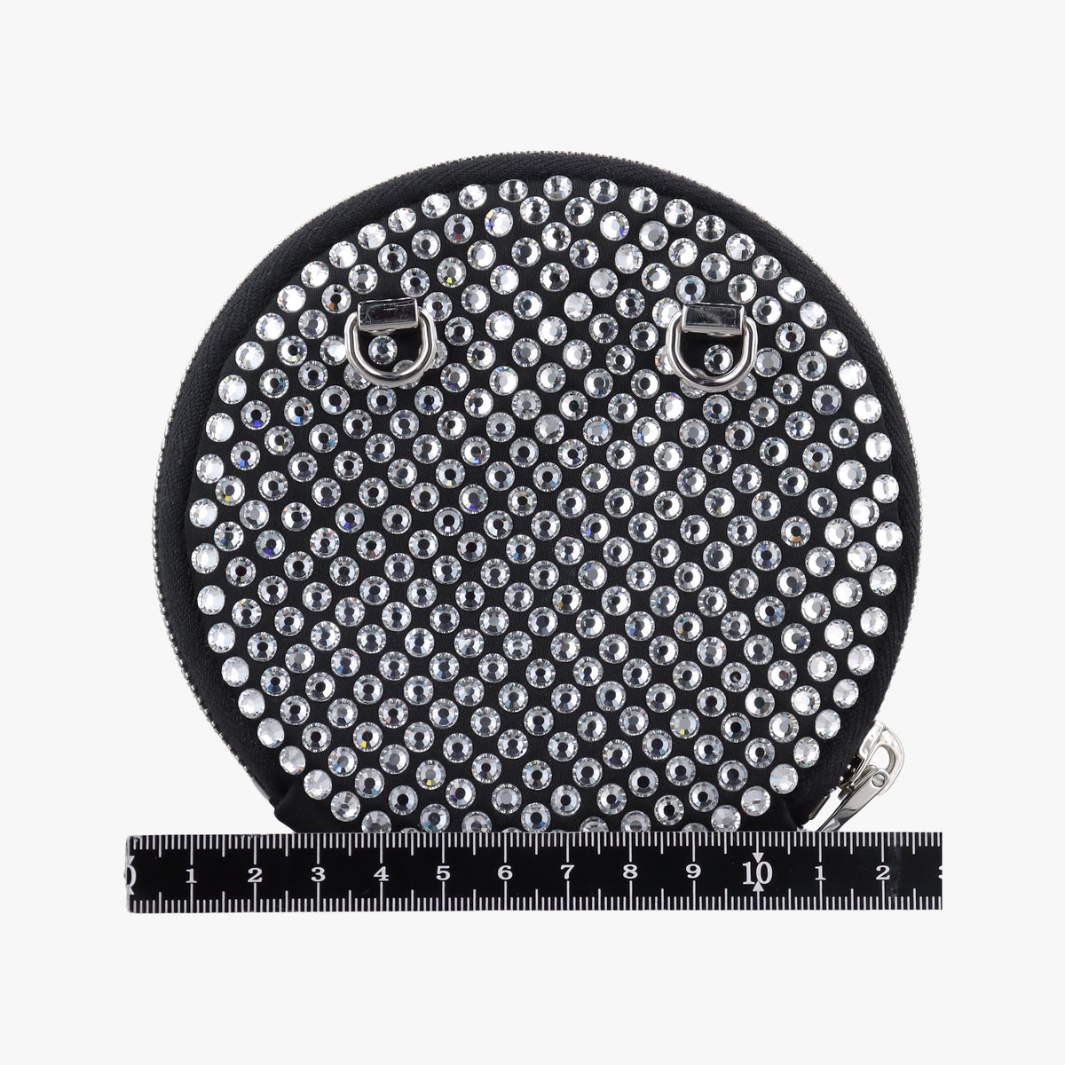 Pre-owned Prada crystal-embellished round Black Rhinestone 1NR003 shoulderbag | stylenewstar