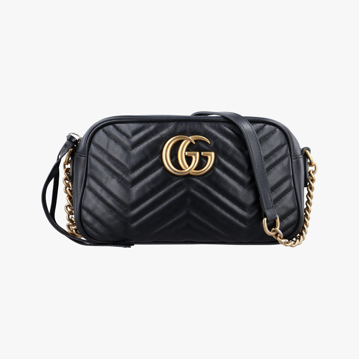 Pre-owned Gucci GG Marmont Black Leather 447632 shoulderbag | stylenewstar