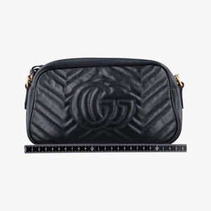 Pre-owned Gucci GG Marmont Black Leather 447632 shoulderbag | stylenewstar