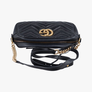 Pre-owned Gucci GG Marmont Black Leather 447632 shoulderbag | stylenewstar