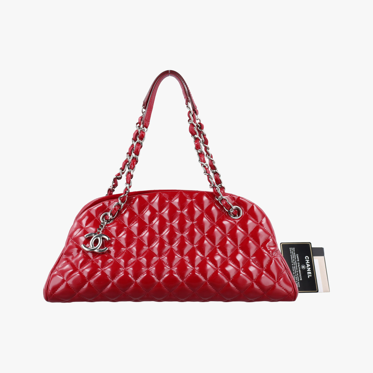Secondhand Chanel Mademoiselle Bowling Red Patent A50557 shoulderbag | stylenewstar