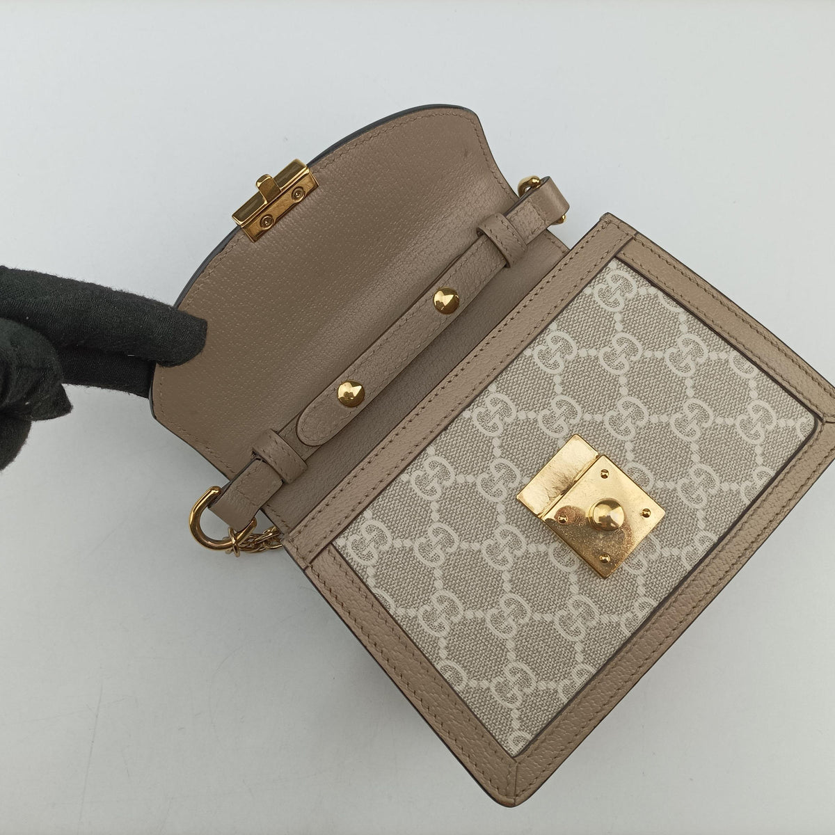 Pre-owned Gucci Ophidia GG Mini Beige × Ebony PVC coated canvas× Leather 696180 shoulderbag | stylenewstar
