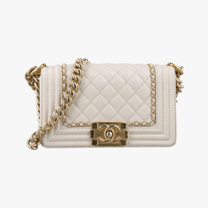 Pre-owned Chanel BOY CHANEL White Leather A67085 shoulderbag | stylenewstar