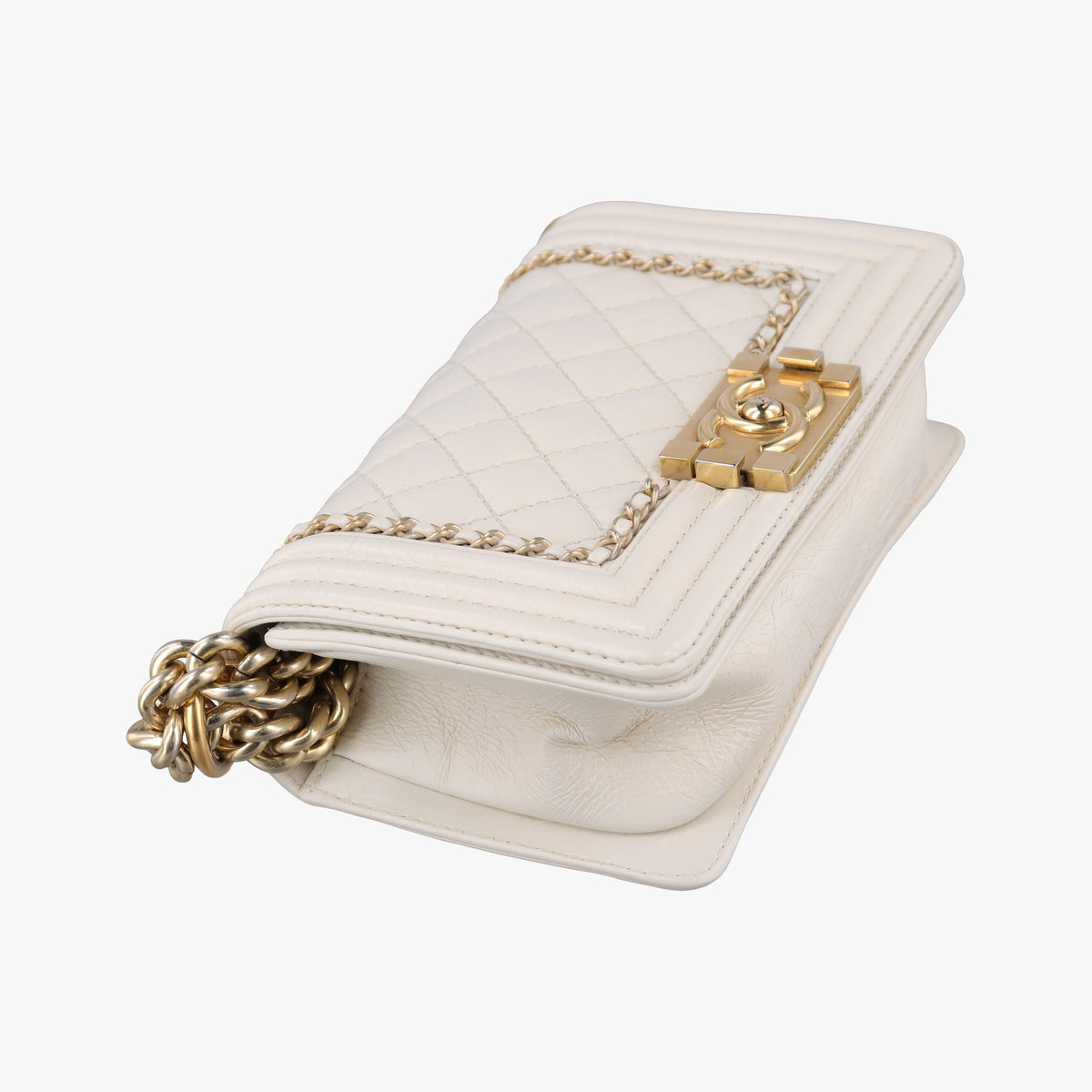 Pre-owned Chanel BOY CHANEL White Leather A67085 shoulderbag | stylenewstar