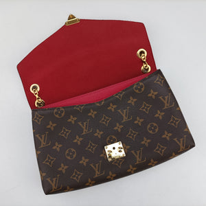 Pre-owned Louis Vuitton Pallas Chain Brown x Cerise Monogram canvas x leather M41201 shoulderbag | stylenewstar
