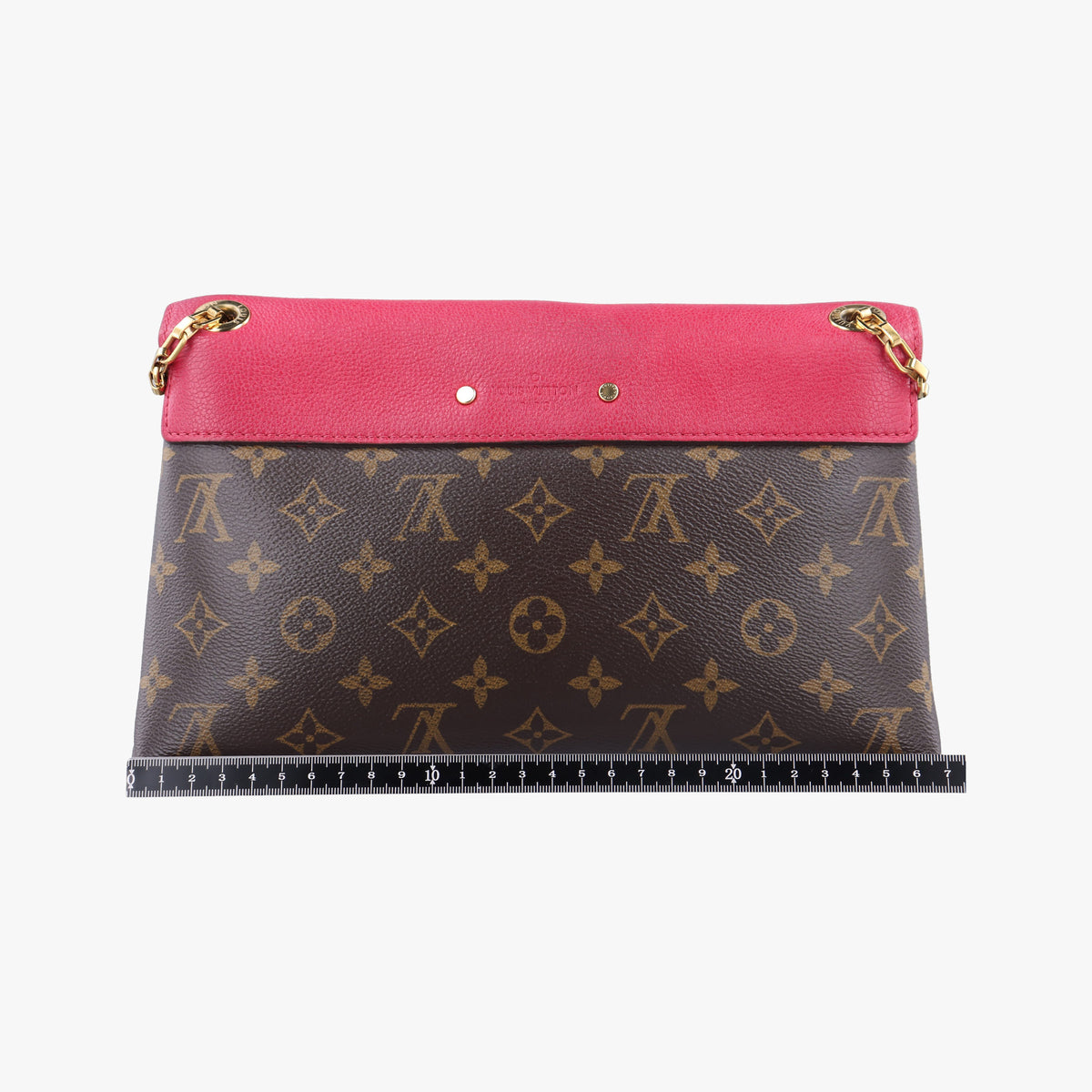 Pre-owned Louis Vuitton Pallas Chain Brown x Cerise Monogram canvas x leather M41201 shoulderbag | stylenewstar