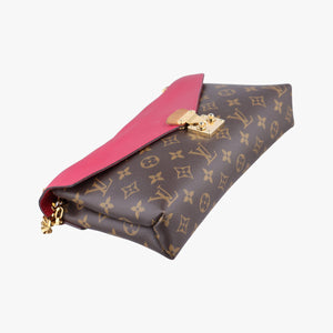 Pre-owned Louis Vuitton Pallas Chain Brown x Cerise Monogram canvas x leather M41201 shoulderbag | stylenewstar