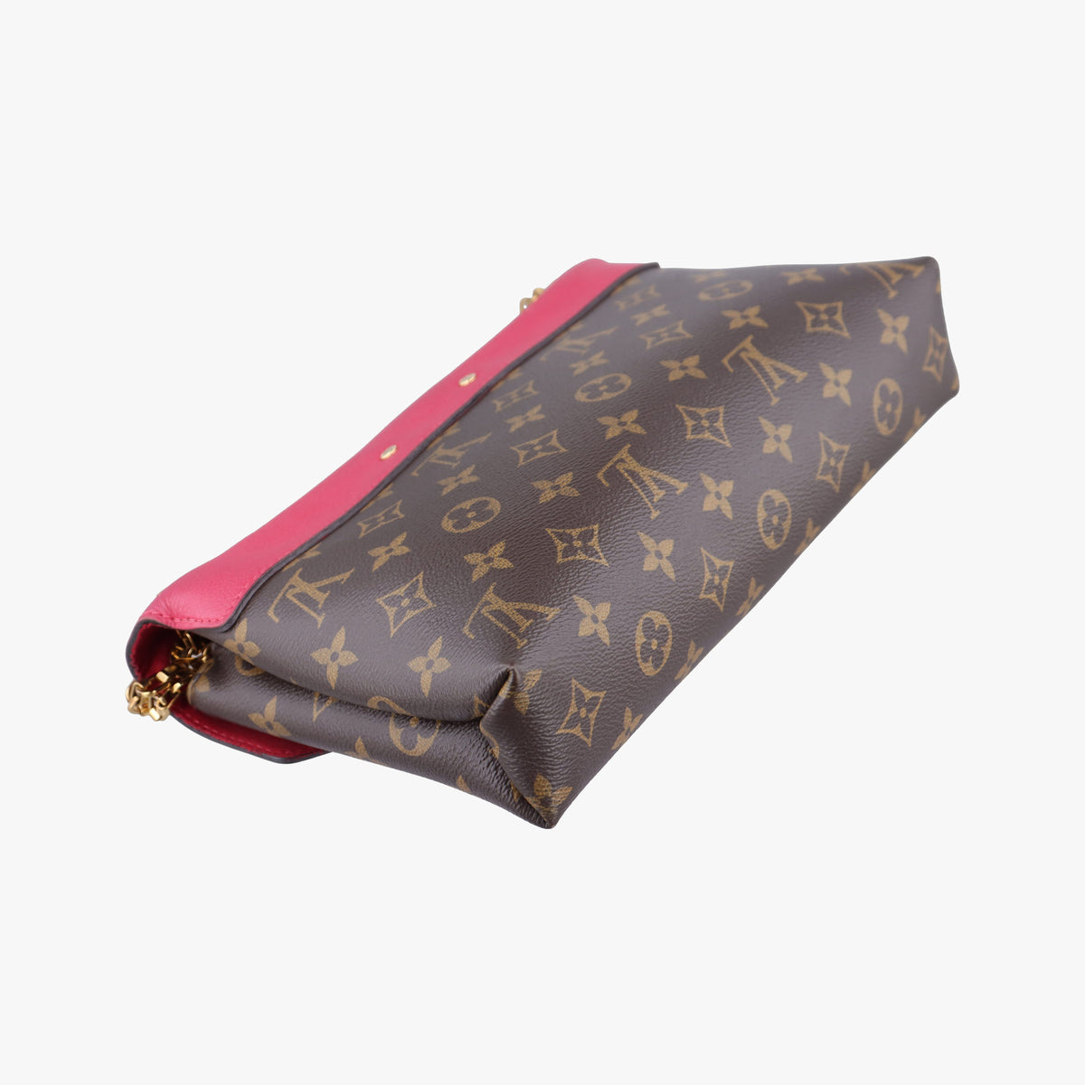 Pre-owned Louis Vuitton Pallas Chain Brown x Cerise Monogram canvas x leather M41201 shoulderbag | stylenewstar