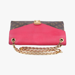 Pre-owned Louis Vuitton Pallas Chain Brown x Cerise Monogram canvas x leather M41201 shoulderbag | stylenewstar