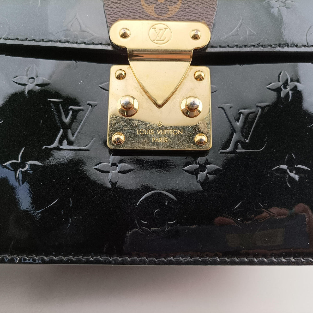 Pre-owned Louis Vuitton Spring Street PM BLACK×Brown×white Vernis×Epi×Monogram Canvas M90375 shoulderbag | stylenewstar