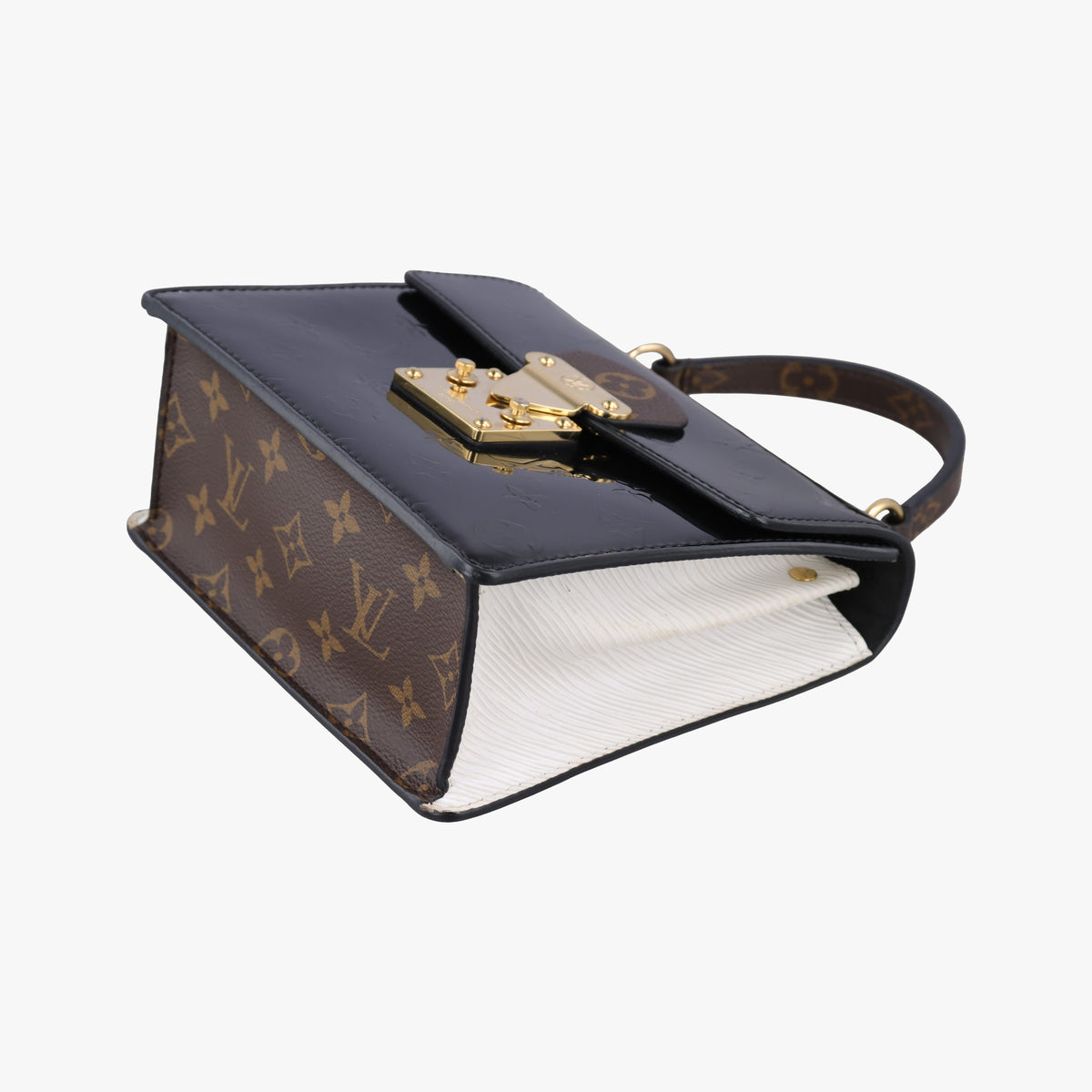 Pre-owned Louis Vuitton Spring Street PM BLACK×Brown×white Vernis×Epi×Monogram Canvas M90375 shoulderbag | stylenewstar